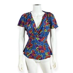 Girls From Savoy 100% Silk Floral Tie Waist Top